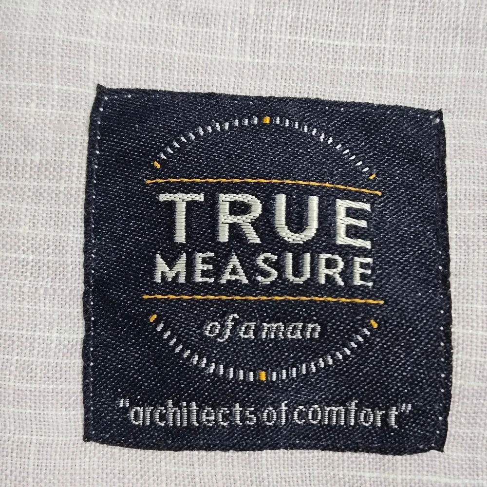 True Measure Popover Shirt XXL Light Purple Striped Linen Long Sleeve